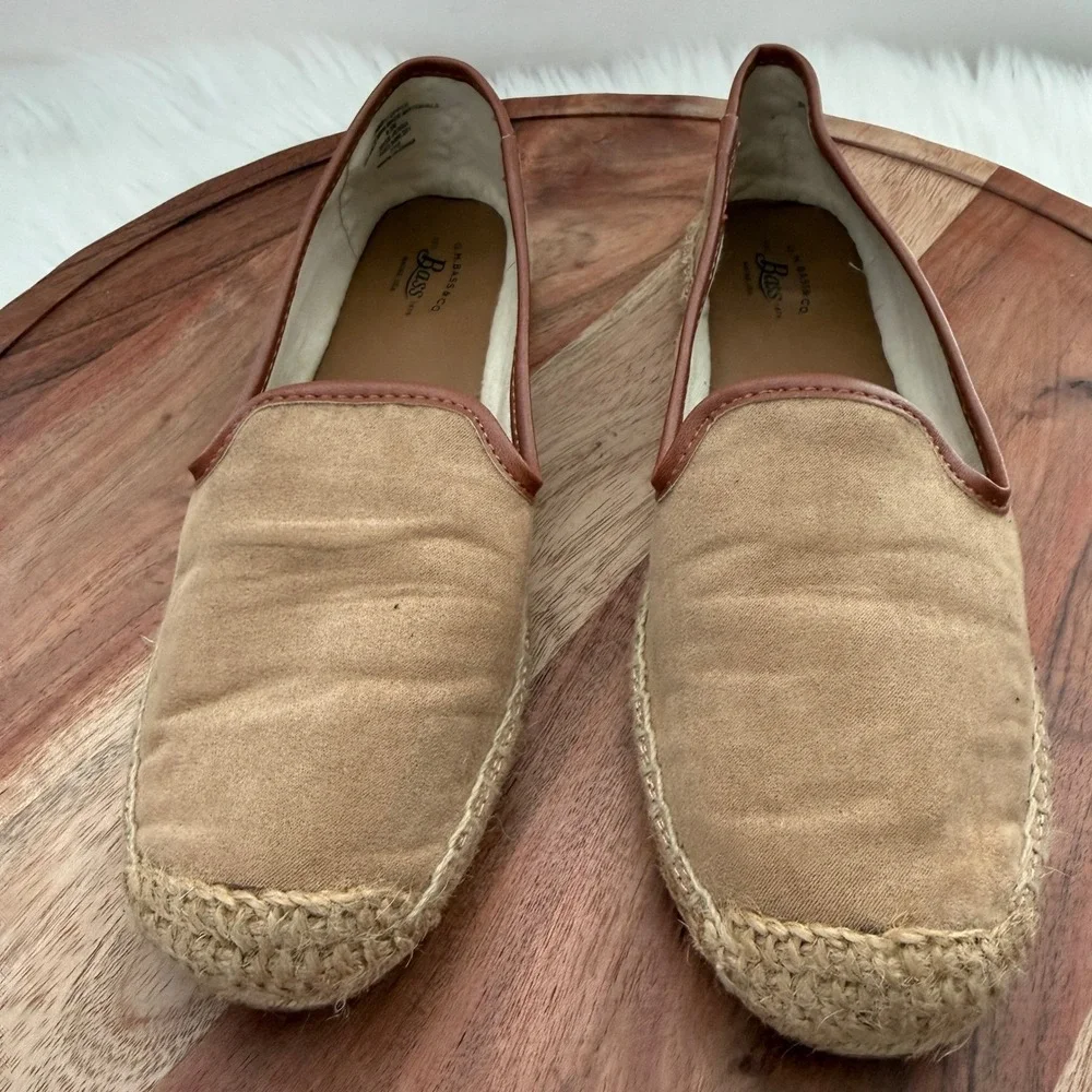 GH Bass Jenna Womens Tan Faux Suede Espadrille Loafers Slip On Shoes 5.5M